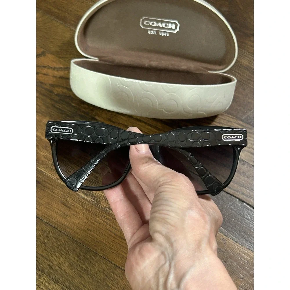 Women's Coach Sun Glasses with Case Black With Logo On Glasses - Picture 6 of 8